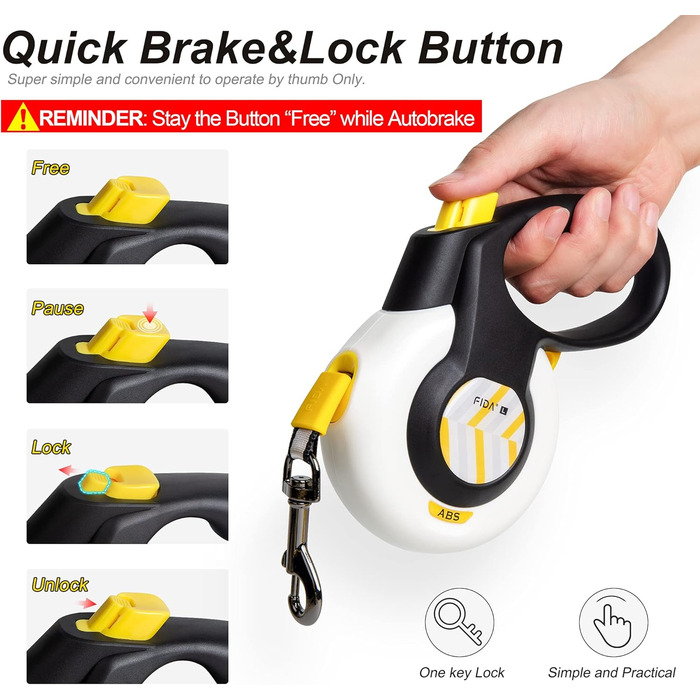 Рулетка для собак FIDA AutoBrake - 5м, для великих собак (25-30 кг), без ривка, патентований дизайн
