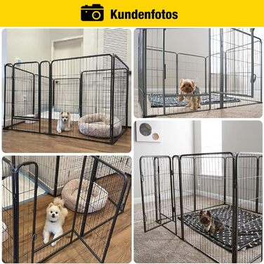 Клітка-загон для собак Aivituvin Welpenlaufstall – 8 панелей, 79x100 см, чорний, XL. Загон для цуценят, вольєр для собак, вольєр для тварин з дверцятами для дому та саду