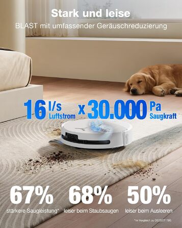 Робот-пилосос з функцією вологого прибирання ECOVACS T90 PRO Omni, 30 000 Па, PowerBoost, матовий білий