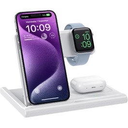 База для зарядки 3-в-1 для Apple Watch, iPhone та AirPods (біла)