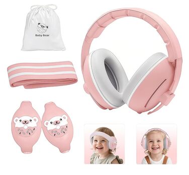 Навушники-захист вух для малюків 2-в-1 - рожеві, захист від шуму до 25 dB, регульоване антиковзне обруч до 48 місяців, м'які та легкі