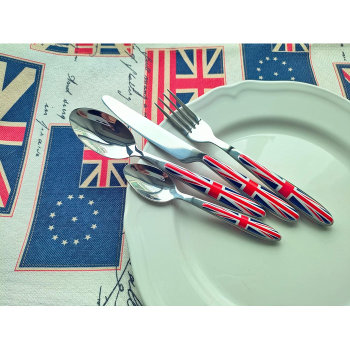 Набір столових приборів Exzact Rostfrei Stahl (нержавіюча сталь) з дизайном Union Jack (24 шт.)