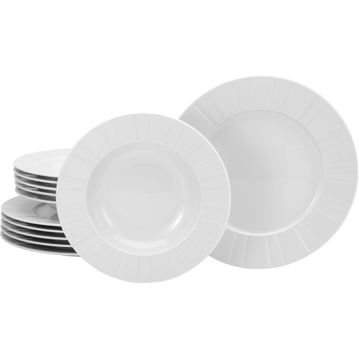 CreaTable Tafelservice Barcelona, 12-teilний сервіз з порцеляни, Made in Europe