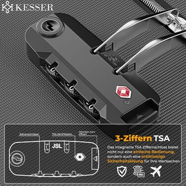 Набір валіз KESSER® 4-в-1 | Тріумф у подорожах: комплект з валізи-тролі, тканинної валізи, косметички та великої валізи для бізнесу та подорожей | Антрацит