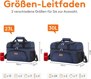 Термосумка LifeWit 30L для пікніка, пляжу, роботи та подорожей (темно-синій)
