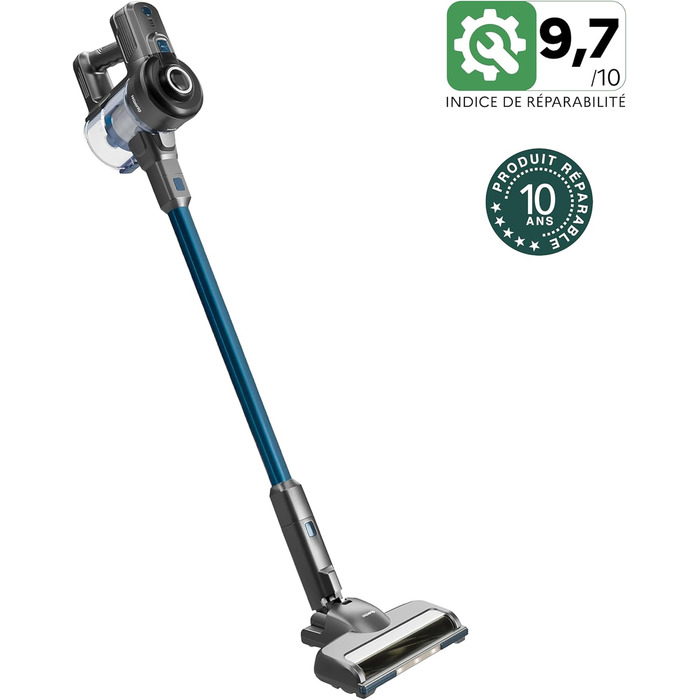 Акумуляторний пилосос H.Koenig UP600 PowerClean 22.2V: 3-в-1, LED-щітка, 40 хв роботи, 150 Вт, 2 швидкості, видалення шерсті тварин (блакитний)