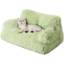 MEWOOFUN Stylish Cat Bed Cat Sofa Fluffy - 76x45cm Cat Bed Large Plush Cat Couch for Small Dogs and Cats Removable and Washable (green)