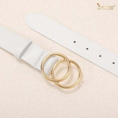 Жіночий шкіряний ремінь JasGood з подвійною кільцевою пряжкою для джинсів, штанів та суконь (3 кольори, L: 130 см, обхват талії 96-105 см)