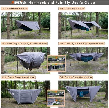 Гамак для кемпінгу з москітною сіткою та тентом від дощу, двомісний, 210T нейлон, водонепроникний комплект для піших прогулянок (зелений)