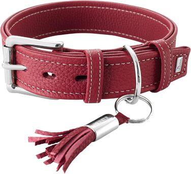 Нашийник для собак HUNTER CANNES, шкіряний, з м'якої напівшкіри, елегантний (XS, L-XL, бургунді)