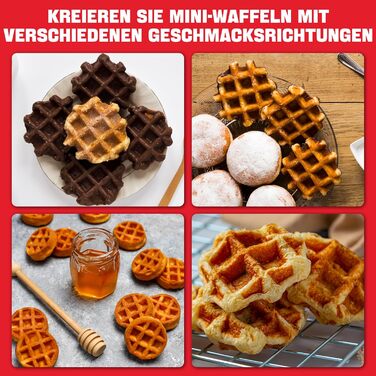 Міні-вафельниця SugarWhisk для дітей, біла: 8 смачних вафель 5x8 см, антипригарне покриття, з рецептами