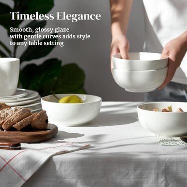 Набір супових тарілок DOWAN (4 шт.) 650 мл, 1100 мл, білі керамічні тарілки для кухні, супові та паста