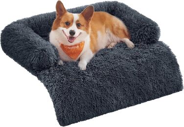 Ліжко для собак Feandrea FluffyHug, м'яка плюшева, 80x75x16 см, сірий Ombré, для собак малого та середнього розміру