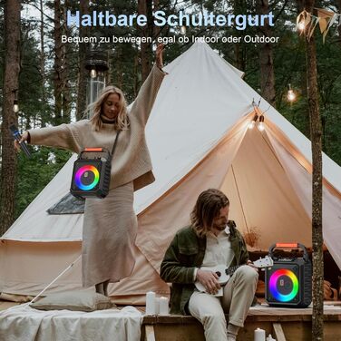 Караоке машина JYX з 2 бездротовими мікрофонами, портативна Bluetooth колонка з RGB-підсвіткою, караоке система для дому, вечірки, PA-система для дорослих, Partybox чорного кольору