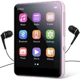 MP3 плеєр 64GB Bluetooth 5.3 HiFi, з радіо FM, диктофоном, металевим корпусом та сенсорним екраном 2.4