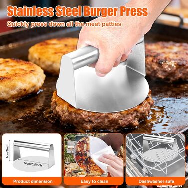 Набір аксесуарів для грилю JUAUO 27TLG: Тепаньякі, прес для бургерів, щипці, сумка, нержавіюча сталь (27 шт.)