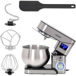 Кухонна машина Mesko MS4228, 5 літрів, професійна, з орбітальною системою, 6 швидкостей + імпульсний режим, нержавіюча сталь, таймер, 2000 Вт