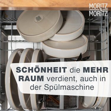 Набір посуду Moritz & Moritz CASTELLO на 4 особи (20 предметів) - керамічний посуд бежевого кольору (4 тарілки, 4 десертні тарілки, 4 супові тарілки, 4 миски, 4 чашки)