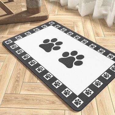Килимок для тварин, надпоглинувач, для собак та котів, з неслизьким гумовим дном, швидковисихаючий, миючий, 40 x 60 см, 2 пари принтів лап, з точками