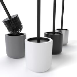 Набір для туалету SAVEGA: щітка для унітазу з нержавіючої сталі та силікону з антибактеріальною насадкою та тримачем (білий)