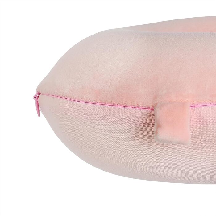 Подушка для шиї з піною з пам'яті, зручна та легка, для подорожей (літак, авто, поїзд, автобус), з чохлом (рожева)