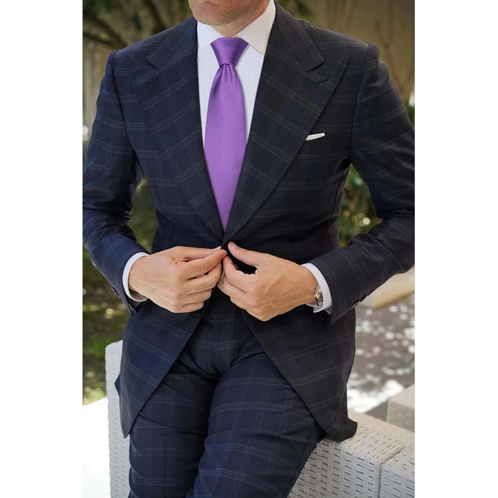 Краватка та нагрудна хустинка Enlision Solide - комплект для весілля, однотонні, фіолетовий (N2 Violett)