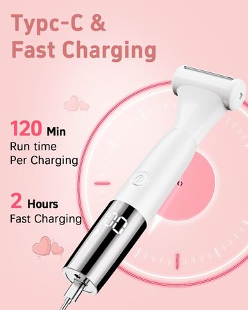 Електричний жіночий гірчак для інтимної зони 5-в-1 - для тіла, бікіні, брів та носа, IPX7, вологостійкий, білий