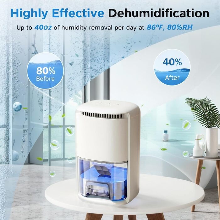 Електричний осушувач повітря 1000 мл для дому, авто, ванної кімнати (білий)