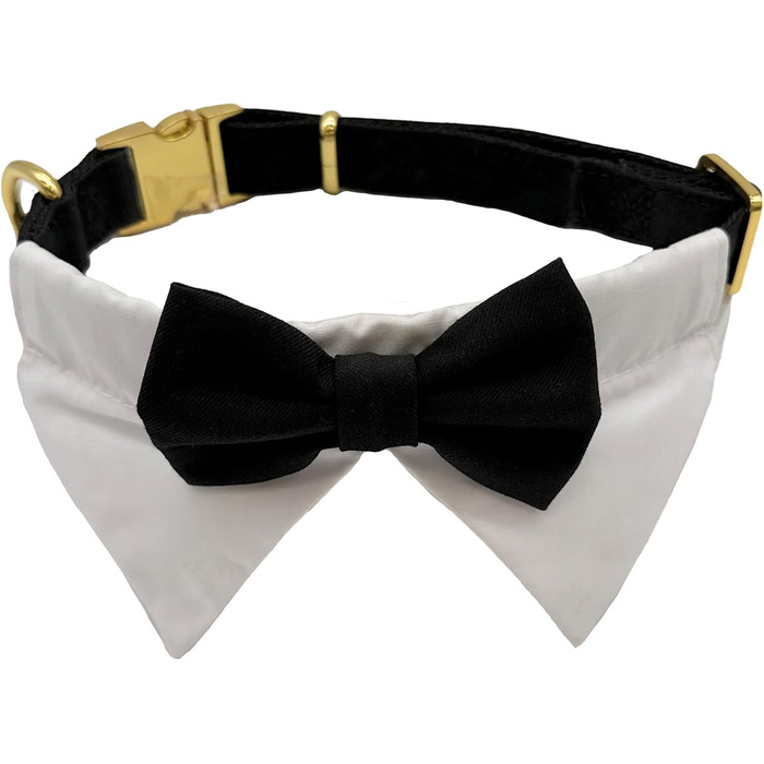 Ошатний нашийник Croci Ceremony для собак з бантиком, для весілля, атлас, срібні деталі, для середніх та великих собак, розмір 41–66 см (Чорний, L)