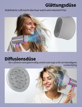 Іонний фен 2400W з холодним/гарячим режимом, 3 температури та 2 швидкості, дифузор та концентр, терморегуляція для дому, подорожей та салону краси