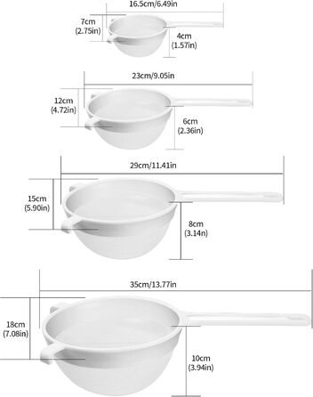 Набір сит для кухні з нержавіючої сталі (4 шт.), сито для пасти, сито для борошна, кухонне сито, набір дрібних сит