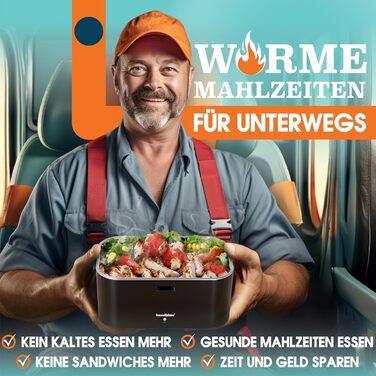 Електрична ланчбокс TRAVELISIMO XXL 1.8L: 3-в-1 для авто, роботи, дому (12V/24V/220V)