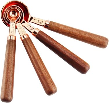 Measuring Cup Set 250 ml, 125 ml, 80 ml, 60 ml, Measuring Spoons for Baking, Rose Gold Stainless Steel for Home Use