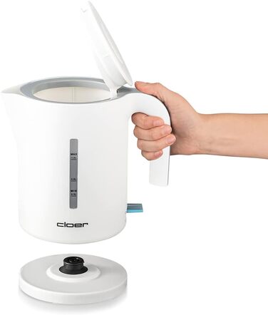 Електричний чайник Cloer 4111, 1.7 л, білий, 2200 Вт, з індикатором рівня води, захист від сухого кипіння та перегріву
