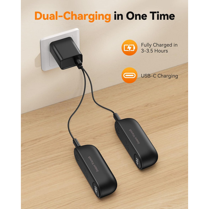 Електричний грієчка для рук 2-в-1 магнітний, 8000 mAh, 3 режими до 60°C, миттєвий нагрів, Dual USB-C, для активного відпочинку, подарунок, Raynauds, чорний