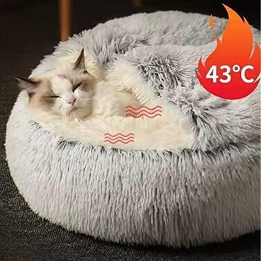 Comforting Cat Bed, Small Dog Bed, Warm Cozy Soft Plush Winter Bed for Cat Caves, Non-Slip Bottom, Machine Washable, Sofa Bed for Puppies/Small to Medium Cats