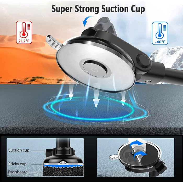 Підставка для планшету Oilcan Schwanenhals для автомобіля: кріплення на панель приладів/лобове скло, гнучкий тримач 34 см, сумісний з iPad, Galaxy, телефонами 4-12.9 дюймів