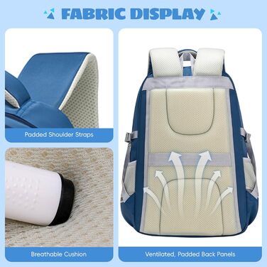 Шкільний рюкзак для підлітків 46L, рюкзак для школи, гімназії, старшої школи з нагрудною стрічкою, світловідбиваючими елементами, відділенням для 17.3' ноутбука, міцний, повсякденний (Блакитний)