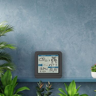 TFA Dostmann digital radio weather station SKY, 35.1152.01, with outdoor sensor, temperature & humidity inside/outside, weather forecast, high/low values, radio clock, 123 x 52 x 117 mm, black