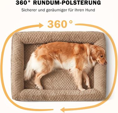 Ортопедичне ліжко для собак FURTIME, середнього та великого розміру, з піною з пам'яті, знімний та пральний кошик для собак, великий борт, 89 x 64 x 18 см (XL 107x81x19 см), коричневий