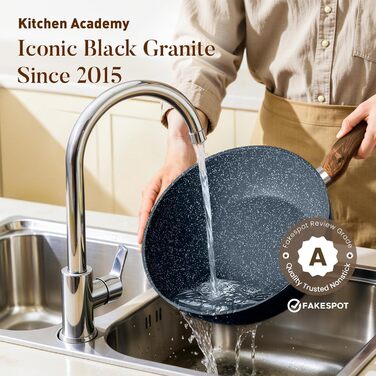 Набір посуду Kitchen Academy Granit 12 предметів для індукції, антипригарне покриття, без PFOA/PFOS, синій