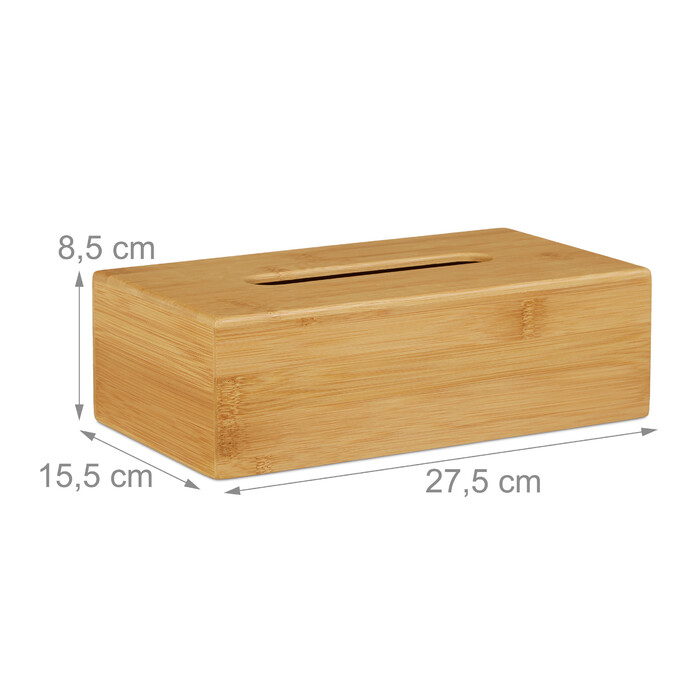 Relaxdays Cosmetic Tissue Box Bamboo 27.5 cm