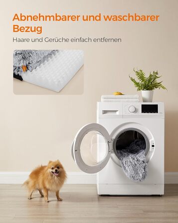 Feandrea FluffyHug лежанка для собак, розмір M, м'яка подушка для собак, килимок для мініатюрних та маленьких собак, лежанка-софа з ноппенового пінополіуретану, знімний та пральний чохол, 76 x 58 x 19 см, Ombré-Grey PGW231G01V1 M