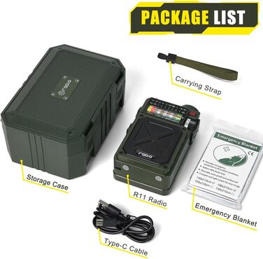 Радіо NOAA з живленням від сонця, USB, ручної динамо-машини 4000 mAh AM/FM/SW/WB – для кемпінгу та надзвичайних ситуацій, з ліхтариком та сигналом SOS