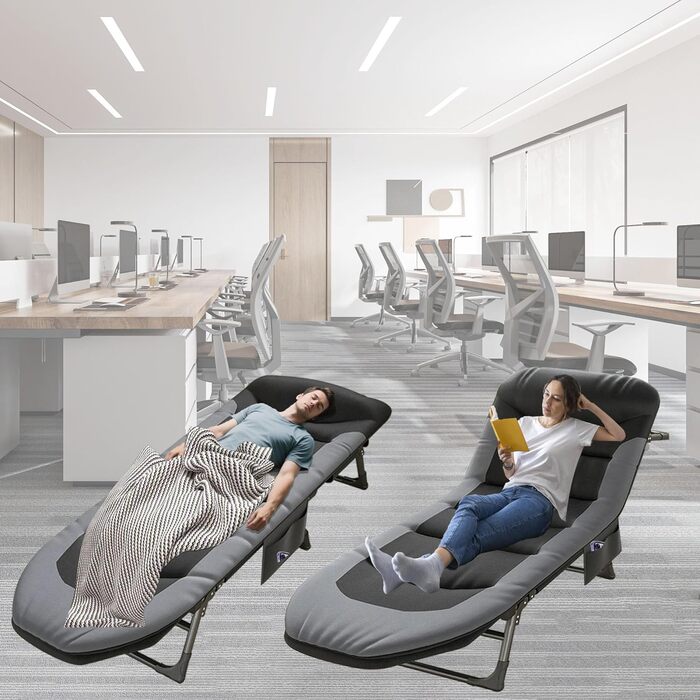 Розкладне ліжко-спальник для кемпінгу з матрацом, регульована спинка, ліжко-карп, ліжко для відпочинку на природі XXL, 65x190x30 см, односпальне розкладне ліжко для гостей, 1 шт.