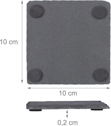 Set of 72 Slate Coasters, square 10x10 cm, easy-care coasters, for glasses, grey
