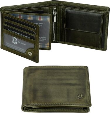 Чоловічий гаманець Volmer Leder з RFID-захистом, міцний подвійний шов (9+4 картки - Оливковий)