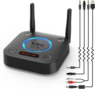 1Mii Bluetooth 5.1 Аудіо Адаптер з Низькою Затримкою aptX, 3D Surround, Підтримка RCA/3.5mm/Coaxial для Підсилювачів та Колонок