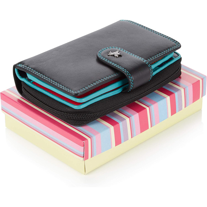 VISCONTI® Leather Wallet for Women RFID Protection Wallet for Women Bifold Wallet Multicolor Wallet in Gift Box (Burgundy)