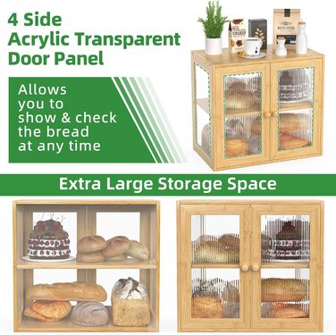 Бамбанг Бамбукова Brotbox для кухонного столу, дерев'яний броток, контейнер для хліба з 2 дверцятами, бамбуковий броток, MBX-06